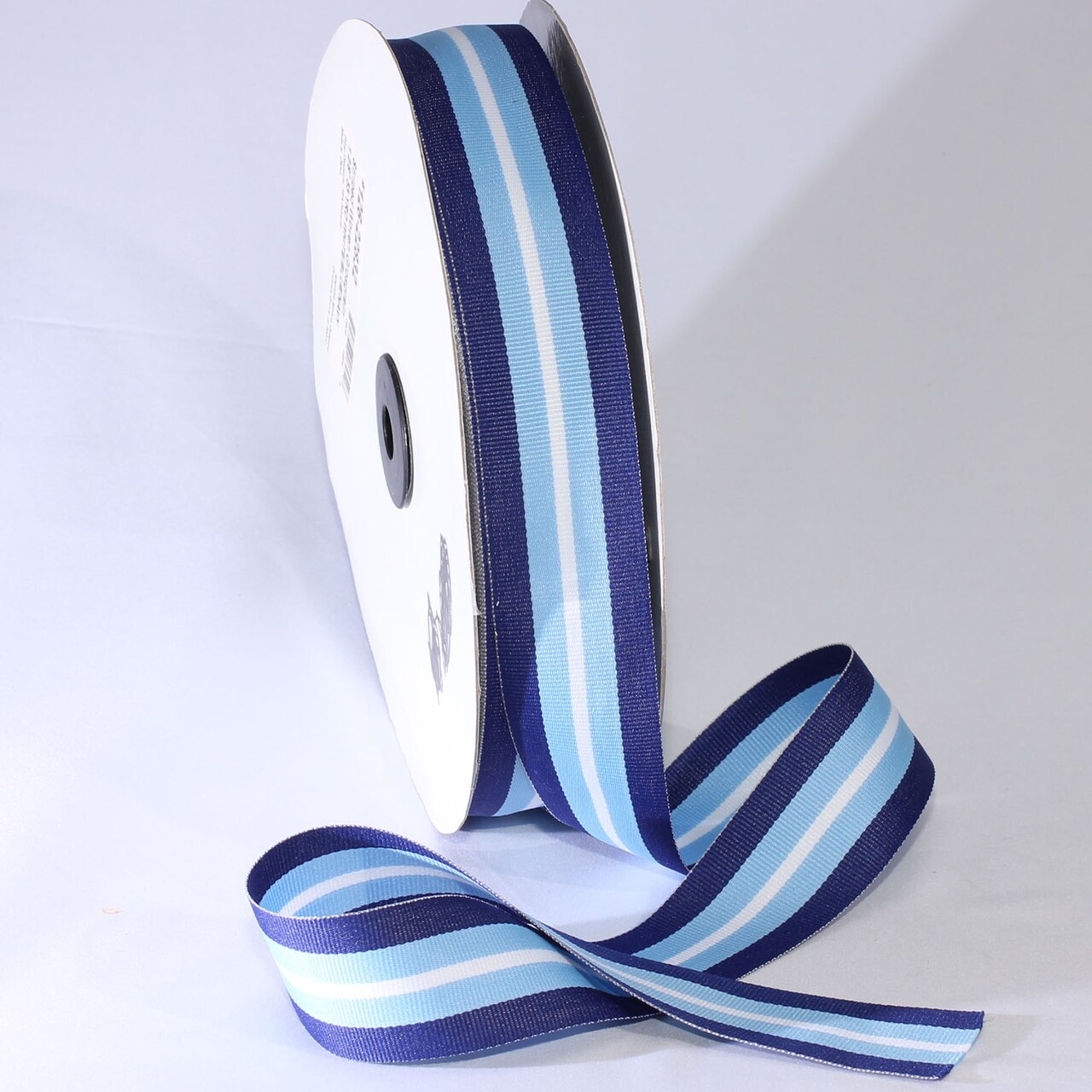 The Ribbon People Navy Blue and White Striped Woven Grosgrain Craft Ribbon 1.25" x 55 Yards